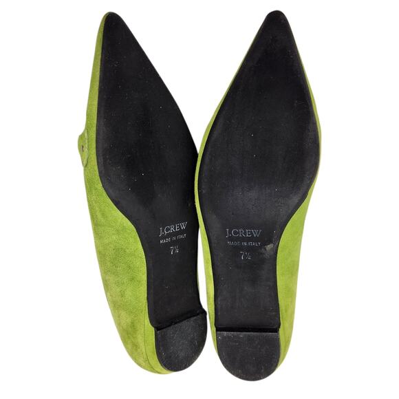 J.Crew Suede Flats – Green Pointed Toe with Buckle Detail & Pink Insole 7.5 - Picture 3 of 8